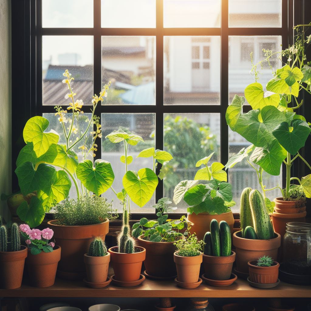 Огурцы на подоконнике